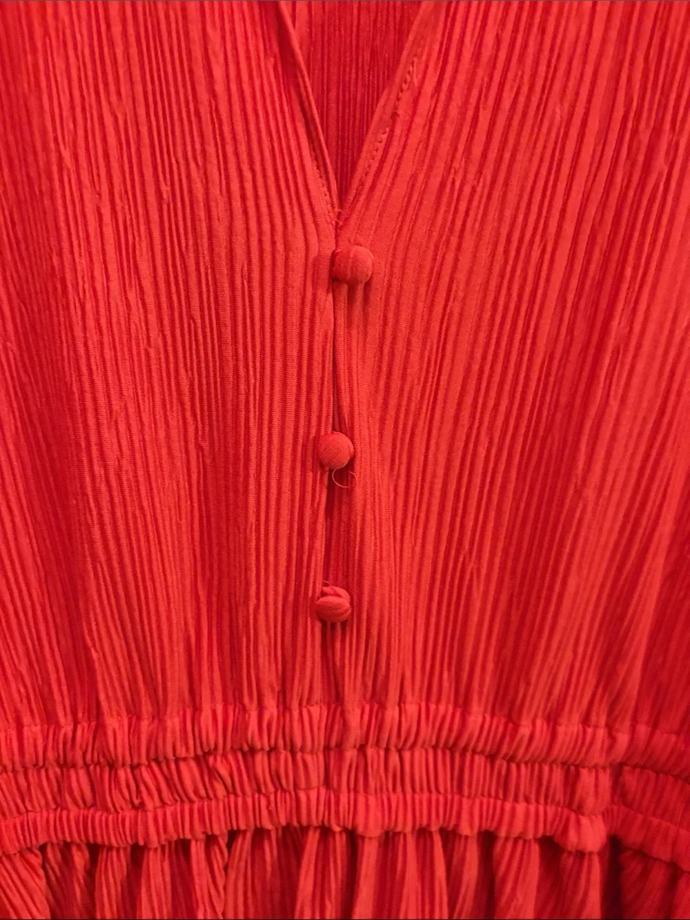 Michael Kors Red Elastic-Waist Pleated Dress